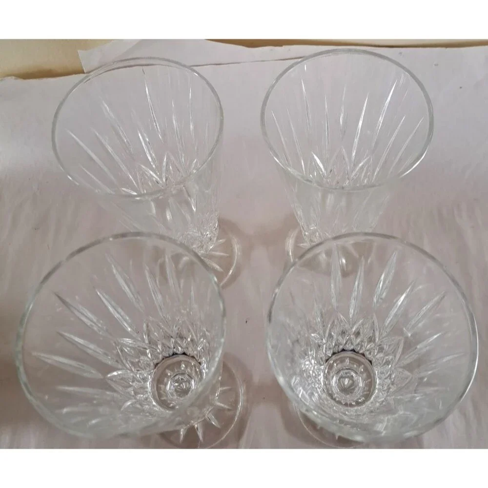 Godinger Caitlin Crystal Glasses Set of 4 Ice Tea Water Goblet Footed 7 3/4
